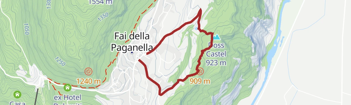 Route map: Sentiero dei Reti walk in the Parco del Respiro forest